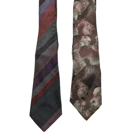 2 Maroon 80s vintage Ties BJ Ernst and John Weitz - Picture 1 of 4